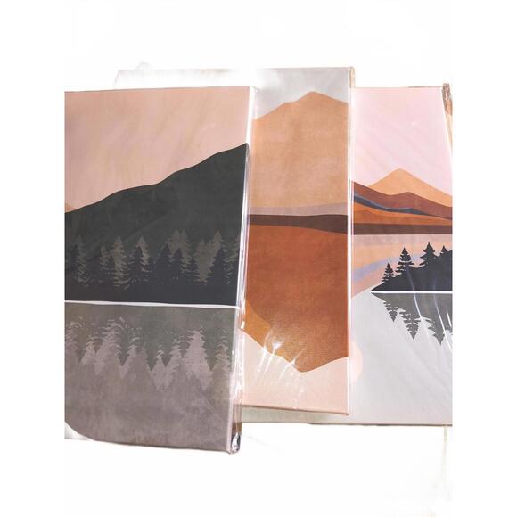 3 Sunset Mountain Reflection Canvas Art Set - Triple Pack - Picture 1 of 5